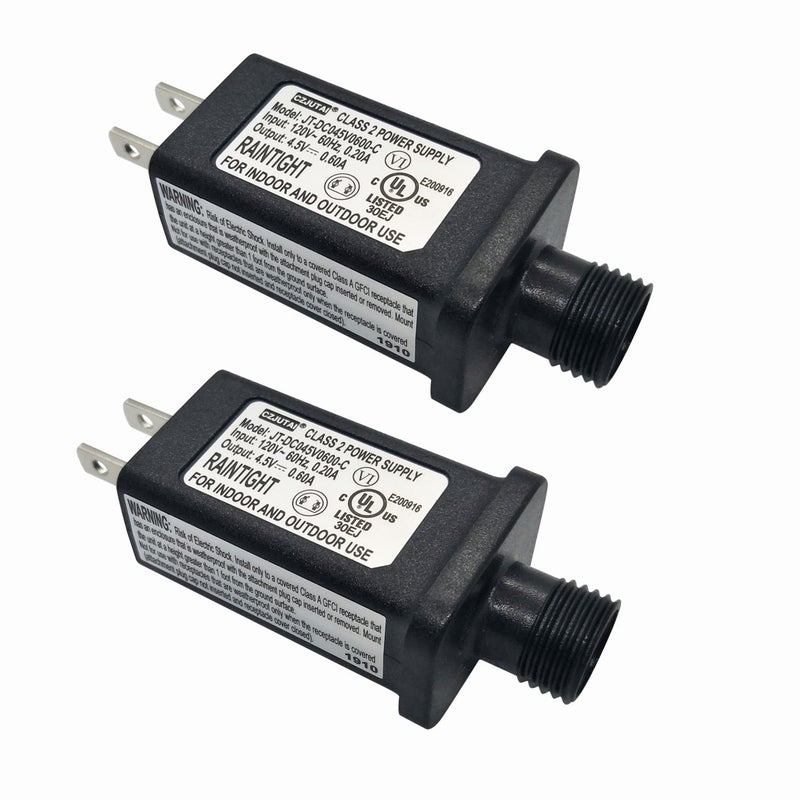 Dirduaid 4.5V LED Controller LED Transformer Class 2 Power Supply, IP44 Waterproof Low Voltage Transformer US Plug for Christmas Light, String Light (4.5V 0.6A 2Packs) - Image 1